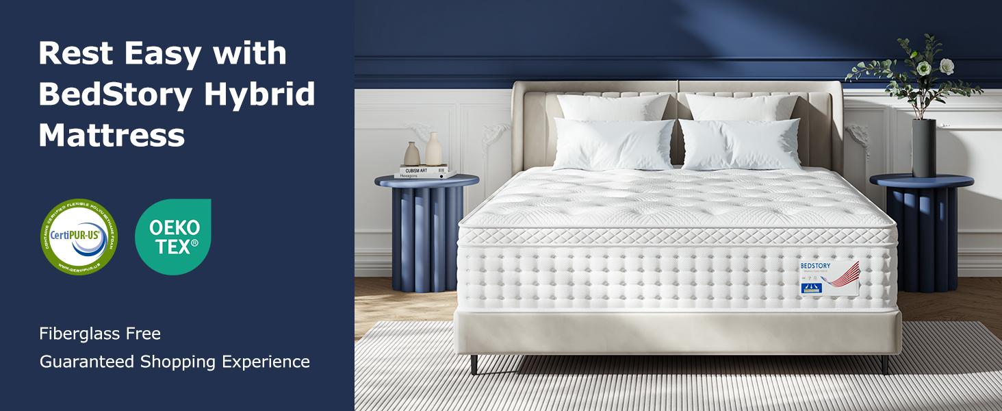 BedStory 12 Inch Hybrid Mattress, Twin Full Queen King Bed, Medium Firm Memory Foam, Pocket Springs for Quiet Sleep Home White BedStory 12 Inch Hybrid Mattress, Twin Full Queen King Bed, Medium Firm Memory Foam, Pocket Springs for Quiet Sleep Home White