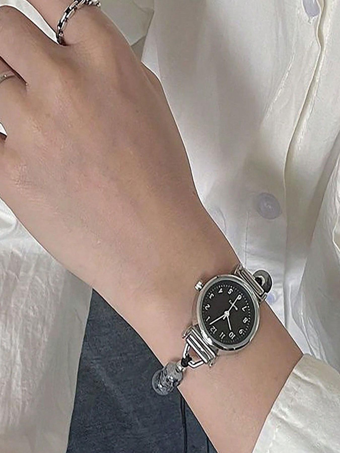 Fashion Bead Bracelet Watch with Adjustable Strap Pendant Women's Quartz Watch, Daily Matching and Gift for Friends