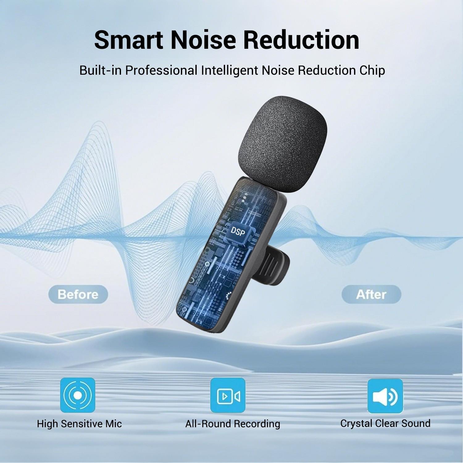 Wireless Lapel Microphone Noise Reduction for iPhone Android Plug-And-Play Professional Recording Phone Mic for Live Streaming Shorts Videos Tiktok Youtube Vlog Interview Online Classes Live Podcast Equipment