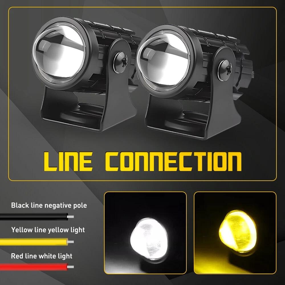2pcs Motorcycle Headlight Motor Parts Accessories Universal LED Headlamp Projector Lens Dual Spotlight Additional Headlights Led Front Lights