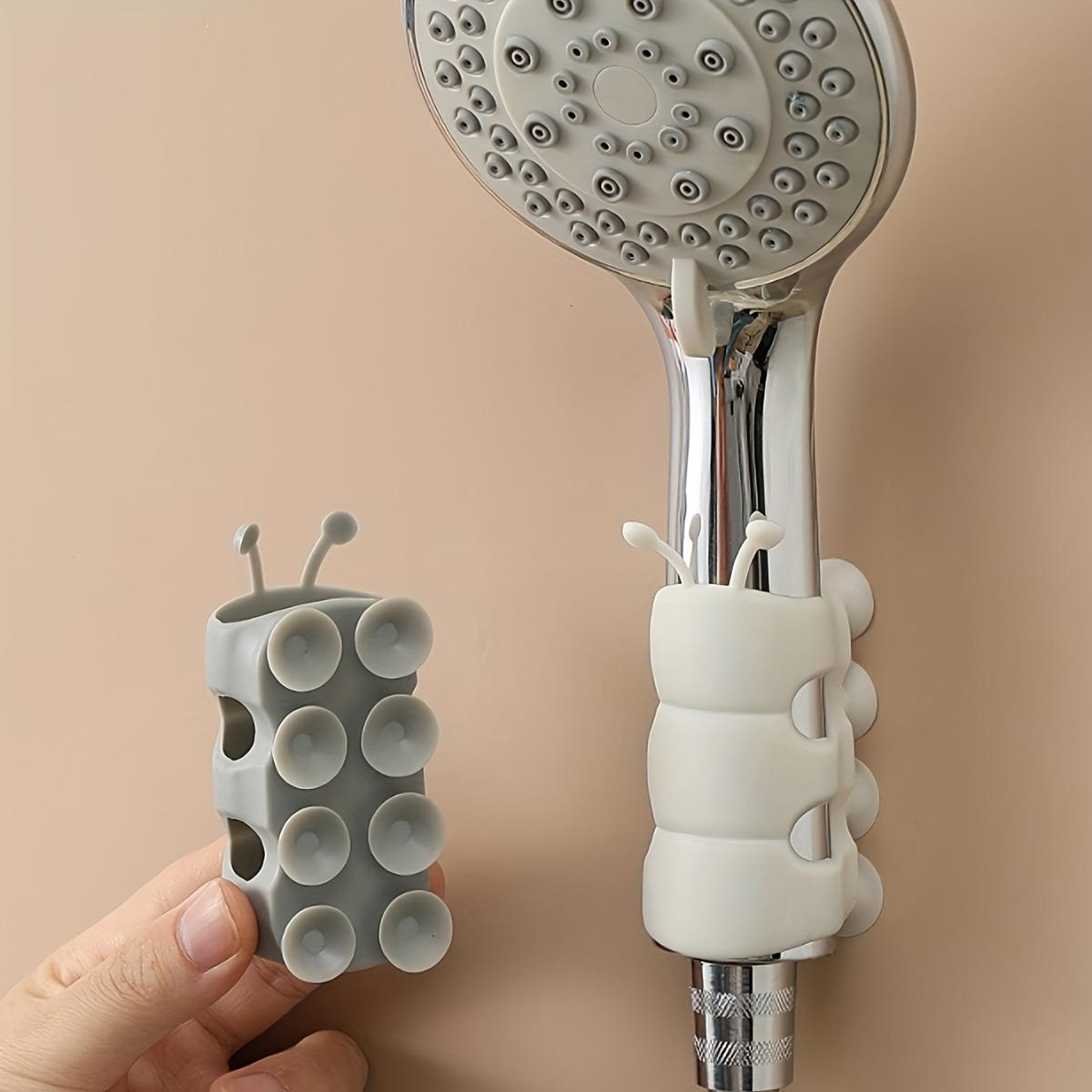 4PCS Silicone Suction Shower Head Holders, Shower Attachment, No Drill Handheld Shower Brackets with Suction, Movable Wall Mount Spray Holder, Waterproof Bathroom Shower Accessory for Smooth Surfaces, Easy Install Home Bath Organizer