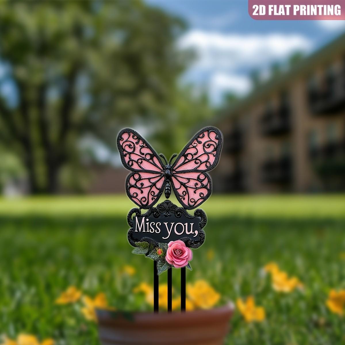 2D Flat, [2D Flat] 2DFLAT Single-Piece Outdoor Memorial Plaque Suitable for Garden, Cemetery Marker, Grave Decor - Plastic Ground Insert with Flat Marker Panel, Suitable for Yard, Festival Decoration & Mother' Day Gift, 2D Flat