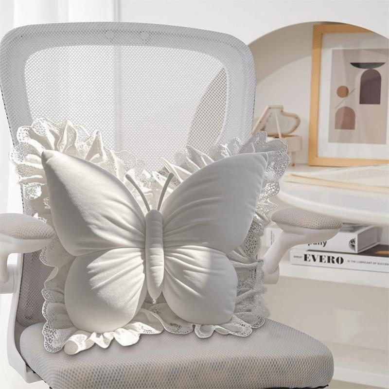 Elegant butterfly shaped lace pillow - suitable for decorating bedrooms, living rooms, or offices all year round, decorative pillow | floral lace design | durable fabric, butterfly decoration holiday gift preferred