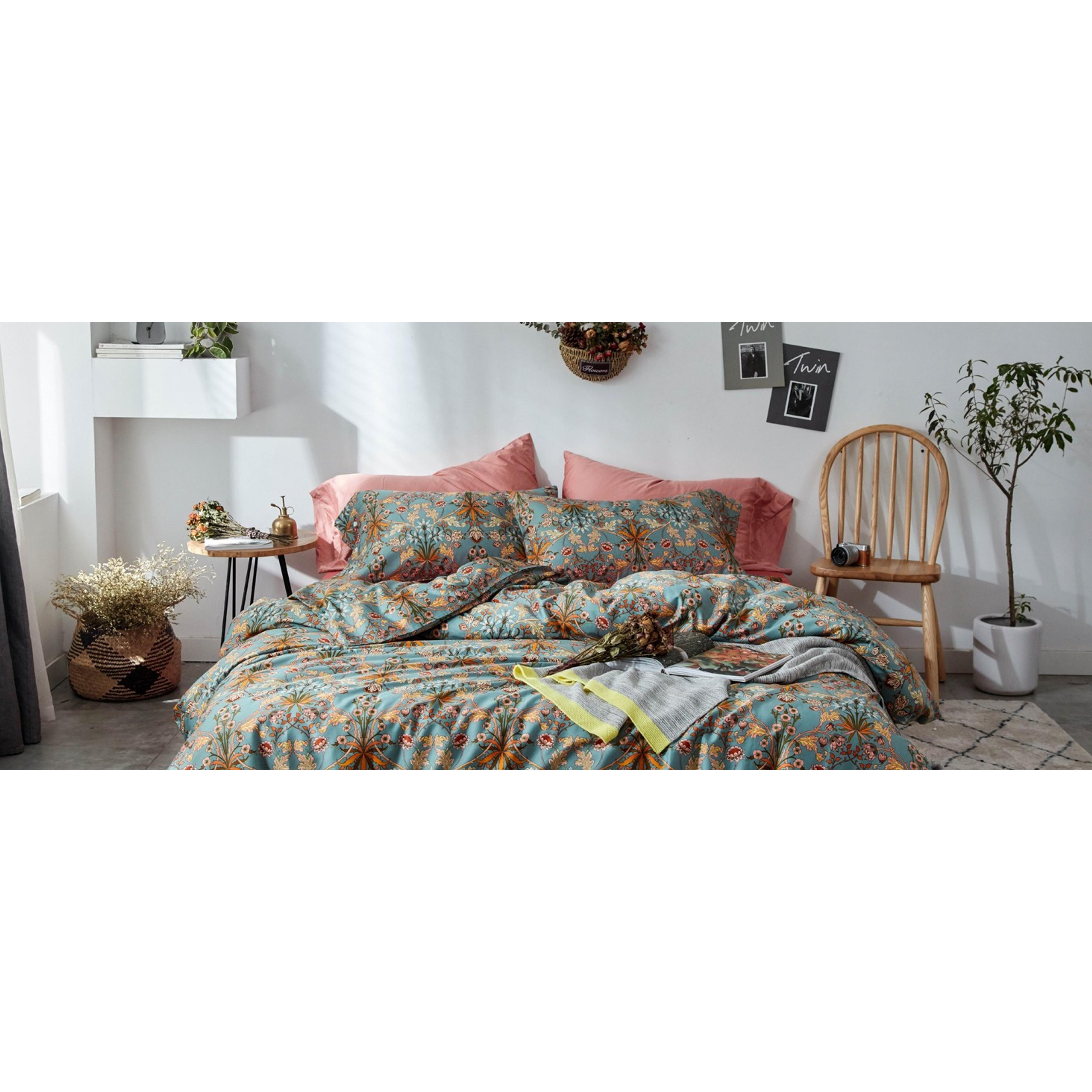 mixinni Vintage Floral Duvet Cover Twin XL Boho Bedding Soft Cotton Flower Pattern Bedding Set with Zipper Ties Perfect for Girls,Ultra Soft, Breathable, Comfortable(3pcs, Twin XL Size)