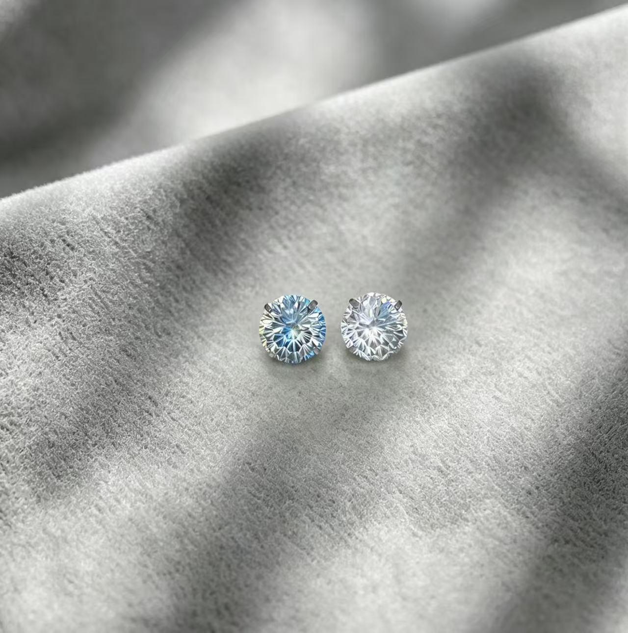 316 Titanium Steel Cartilage Stud: Prong-Set "Candy-Core" Fireworks-Cut Stone with Iridescent Tassel & Dazzling Accents