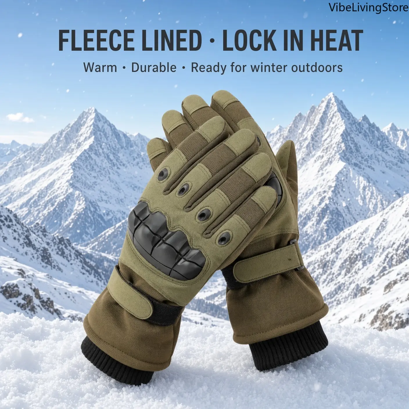 Winter Touchscreen Work Gloves - Windproof Fleece Lined Gloves with Soft Knuckle Armor, Adjustable Wrist Strap for Outdoor Daily Use