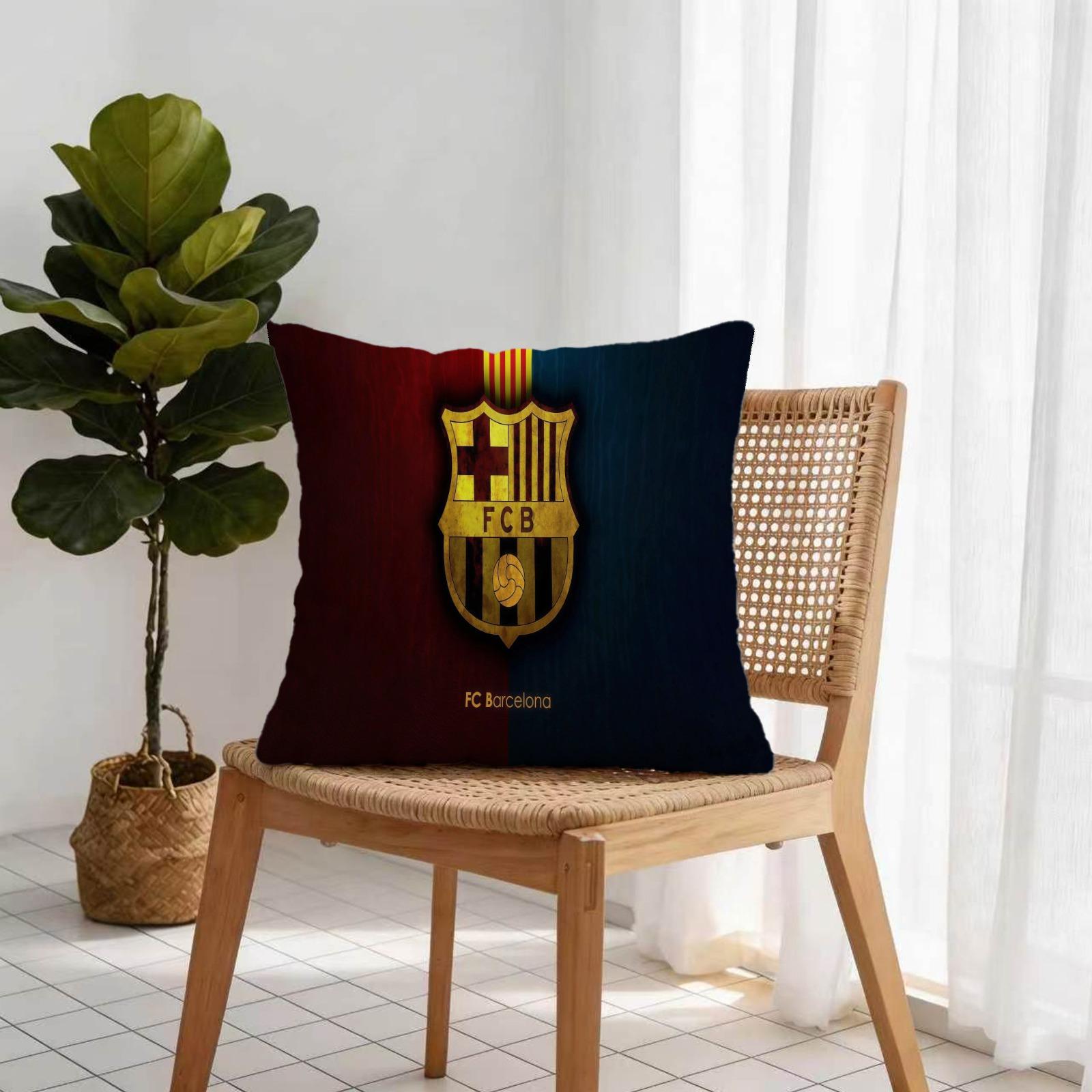 18x18 Inch Soccer Club Throw Pillow, Red Blue Striped Sport Team Decorative Cushion, Football Fan Sofa Bed Living Room Decor, Ideal Gift for Soccer Fans Teens Adults Men