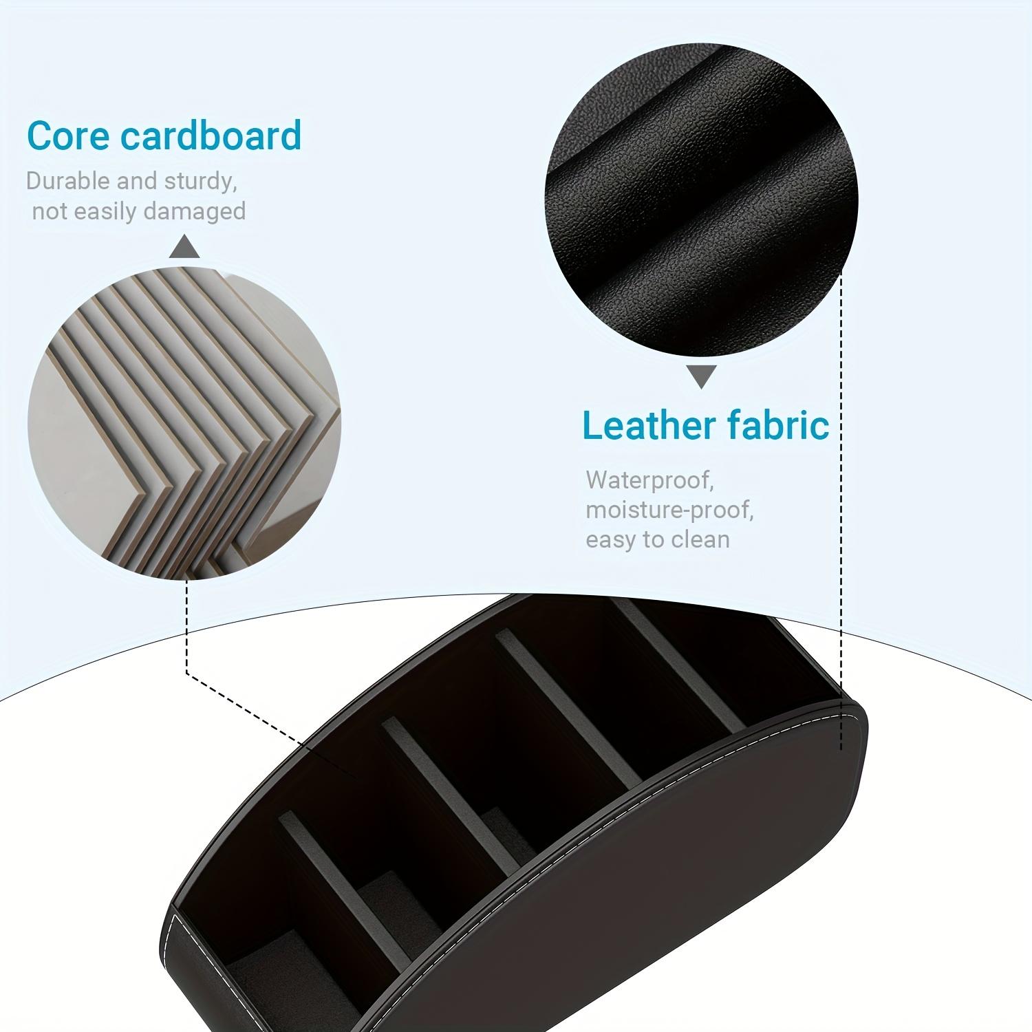 5-Compartment PU Leather Remote Control Holder - Luxury Desk Organizer for TV, Media Players & Office Supplies