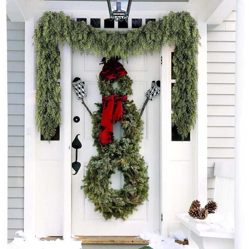 Early Bird | 9ft Pre-Lit Christmas Pine Garland - 50 LED Lights - Realistic Faux Greenery for Mantle, Stair & Fireplace - Battery Operated & Ornaments Decor  Christmas Decoration, Get Free Gift