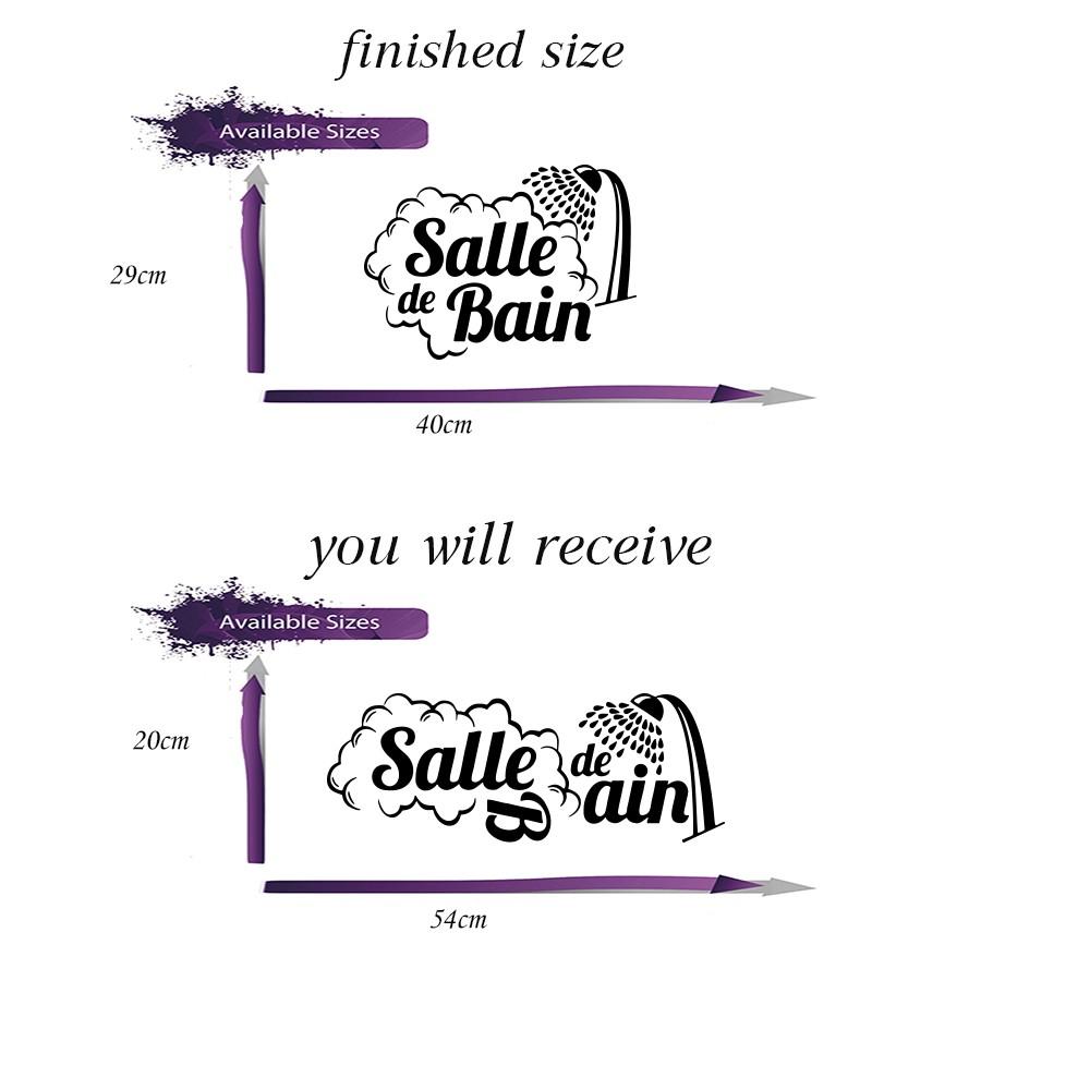 French Bathroom Door Wall Sticker, Flat Sticker for Shower Room, Home Decor Item, Universal Use, No Ca Prop 65, Ideal for Doors