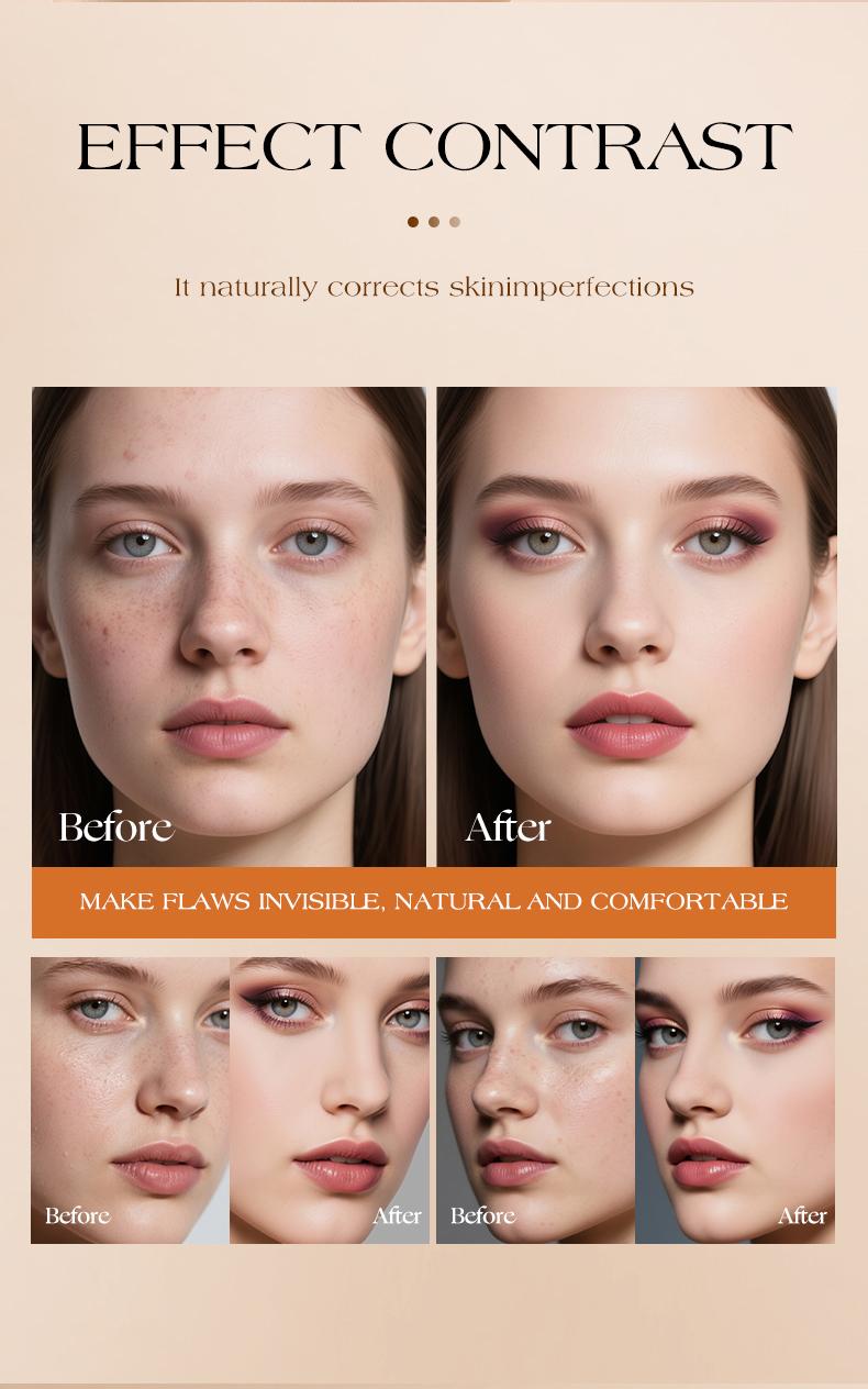 2-in-1 Concealer Foundation Stick with Built-in Brush, Long-Lasting Waterproof Matte Full Coverage, Crease & Sweat-Proof, Compact Portable, Includes Free Makeup Brush, Ideal for Daily & Party Use