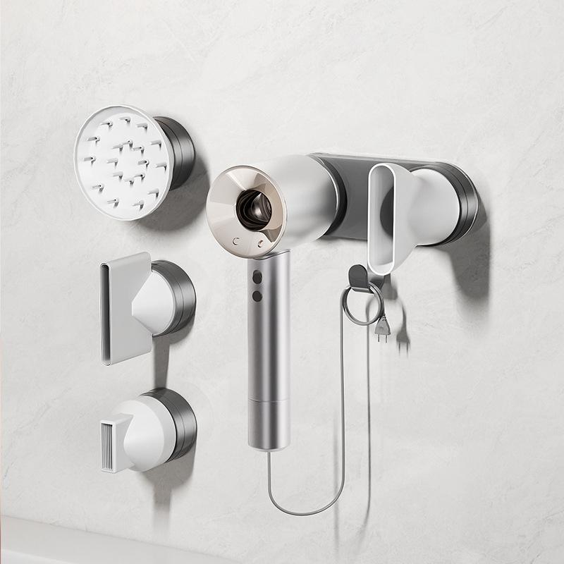 Suction Cup Magnetic Hair Dryer Holder, Wall-Mounted No-Drill Bathroom Rack, Compatible with Dyson Leifeng, Space-Saving Design