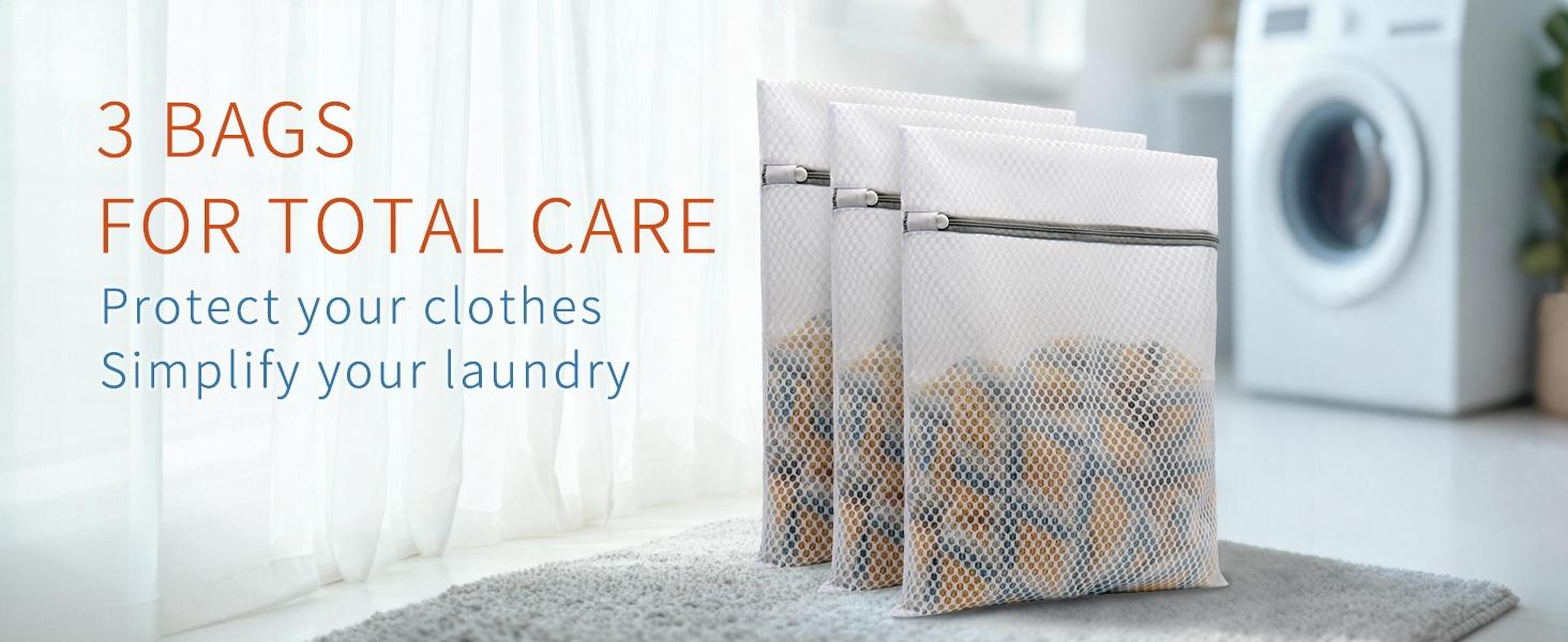 3Pcs Durable Honeycomb Mesh Laundry Bags for Delicates 12 x 16 Inches (3 Medium)