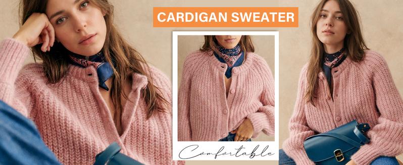 Ommig Women's Casual Long Sleeve Crewneck Button Down Cardigan Sweater Knit Outwear