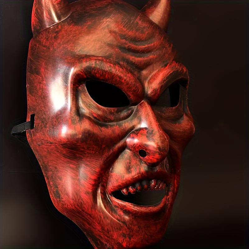 Vintage-Inspired Devil Mask, Bloody & Artisan Crafted, Horned Horror for Halloween Dress Up, Unleash Your Inner Demon