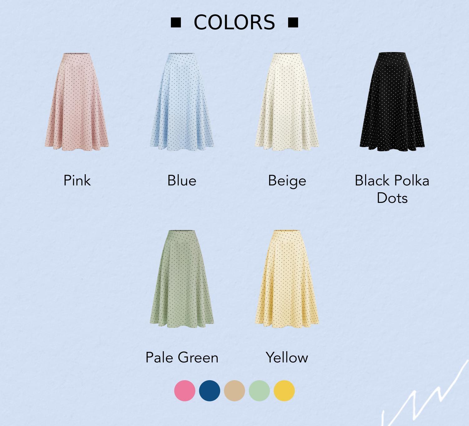 Cider Satin Mid Rise Polka Dot Flared Maxi Skirt