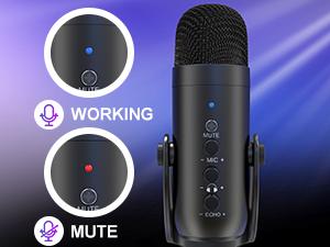 Haomuren K66 USB Condenser Microphone[No Lightning adapter],Computer PC Gaming Mic,Plug&Play Microphones for PS 4&5.Monitor Adjust&Volume Control,Mic Gain Control,Mute Button for TikTok,YouTube Podcast on Mac&Windows, gift for festival Audio Black