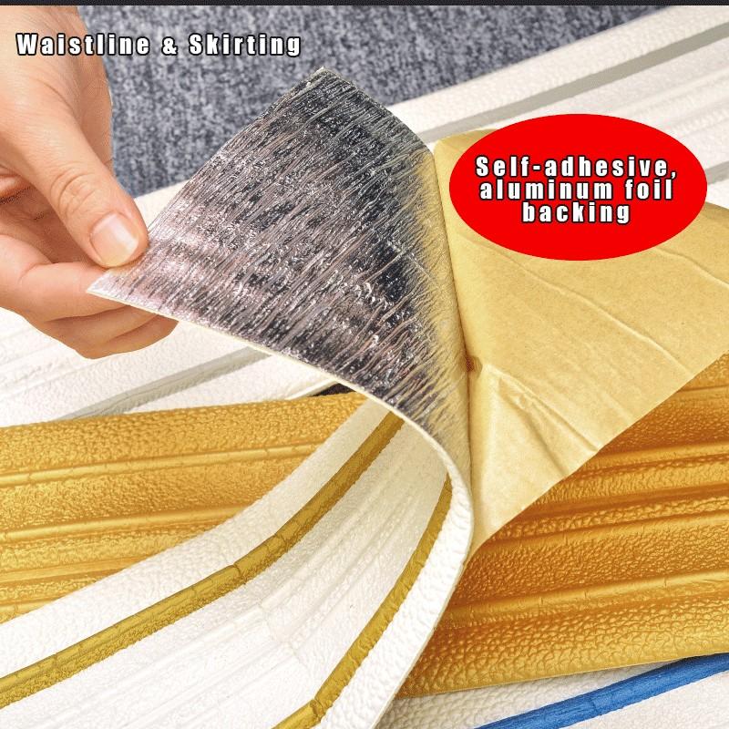 Flexible Thick Foam Peel & Stick Trim, Self Adhesive PVC Wall Border & Ceiling Molding, Removable Skirting Board Edge Strip for Window, Tile Splash Guard, Mirror Edge Home Decor