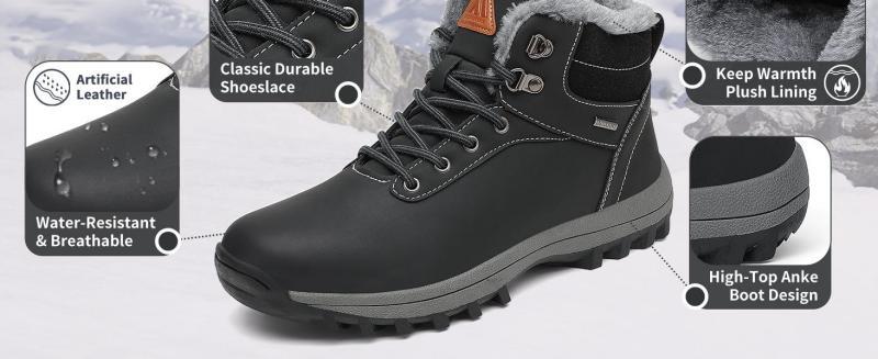 Mishansha Winter Boots for Men & Women Water Resistant Non Slip Soft Lined Snow Boots with Laces for Outdoor Hiking Walking Shoes