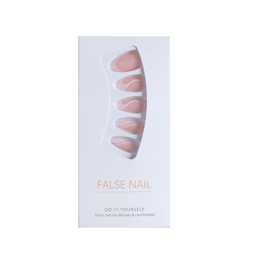 24pcs American Vintage Minimalist Milk Curved French Nail Tips, High-End Oval Fake Nails, Soft and Gentle Look, Medium Length