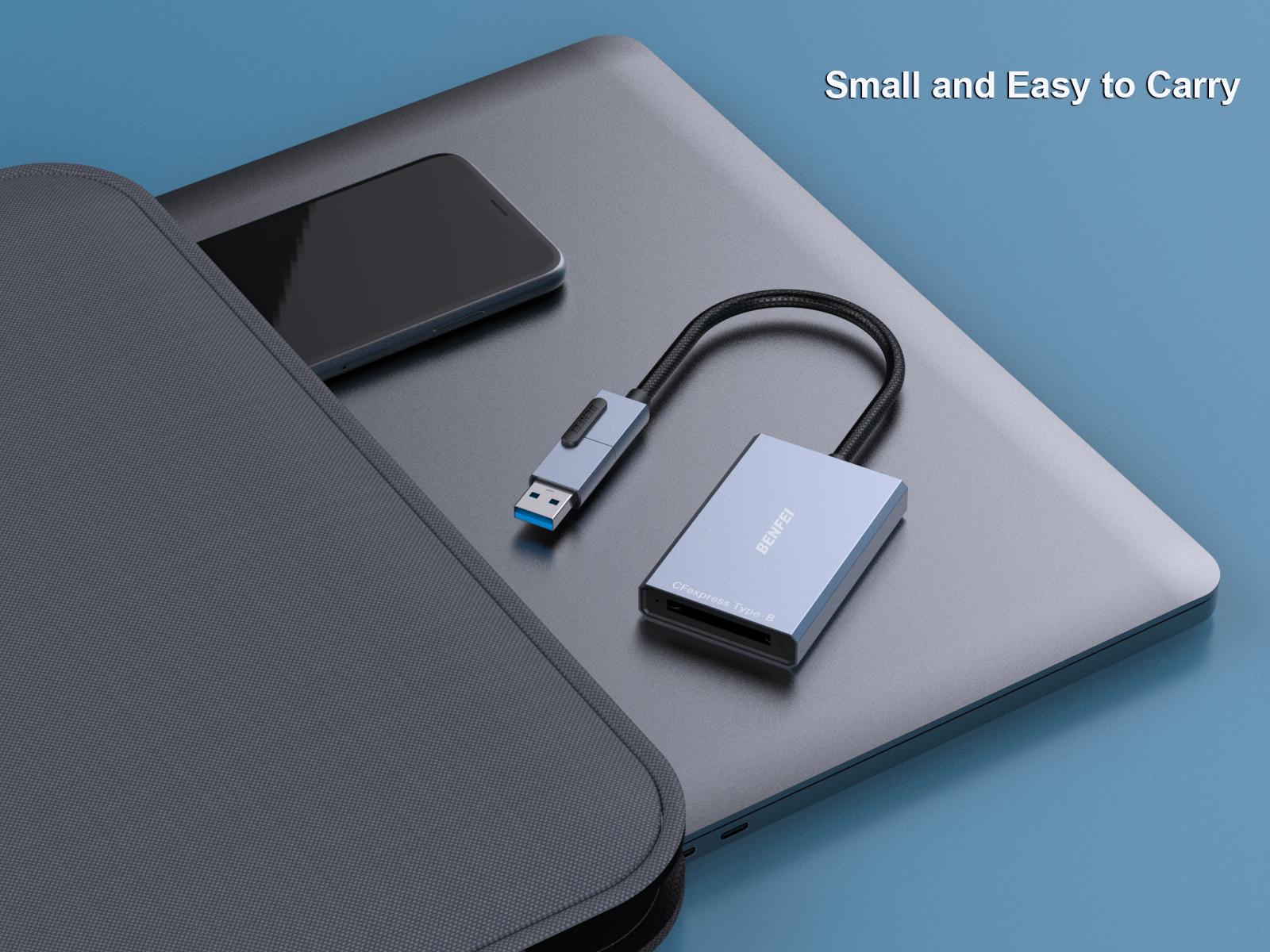 BENFEI CFexpress Type B Card Reader with USB 3.2 (Gen 2) 10Gbps, USB-C&USB-A 2-in-1 Plug Camera BENFEI CFexpress Type B Card Reader with USB 3.2 (Gen 2) 10Gbps, USB-C&USB-A 2-in-1 Plug Camera