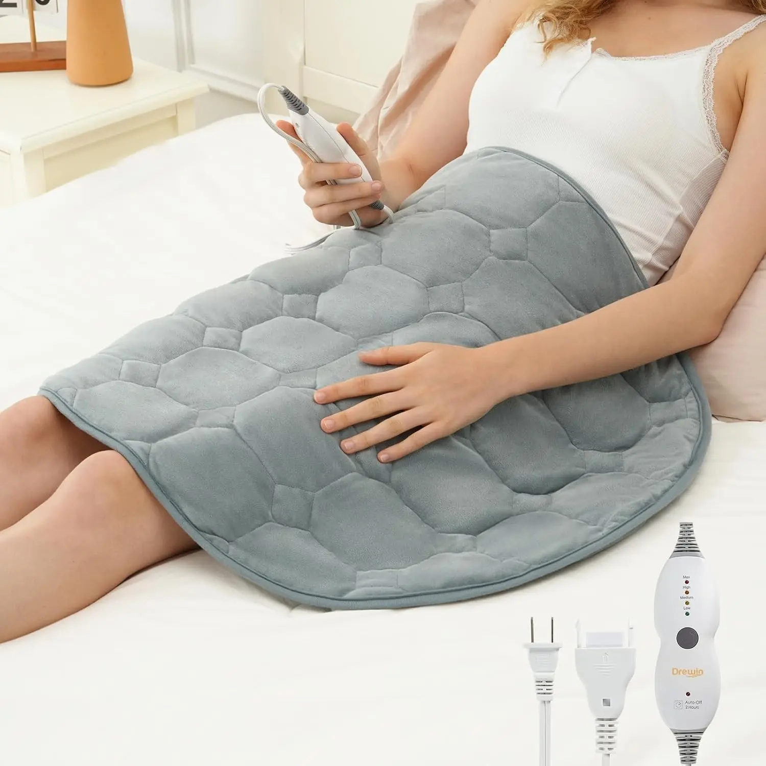Weighted Electric Heating Pad 7lbs, 24" x 29" Portable Blanket - Grey