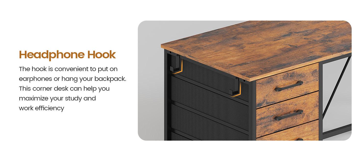 SEDETA L-Shaped Computer Desk with Storage Home Office Desk LED L-Shaped Gaming Desk with Storage