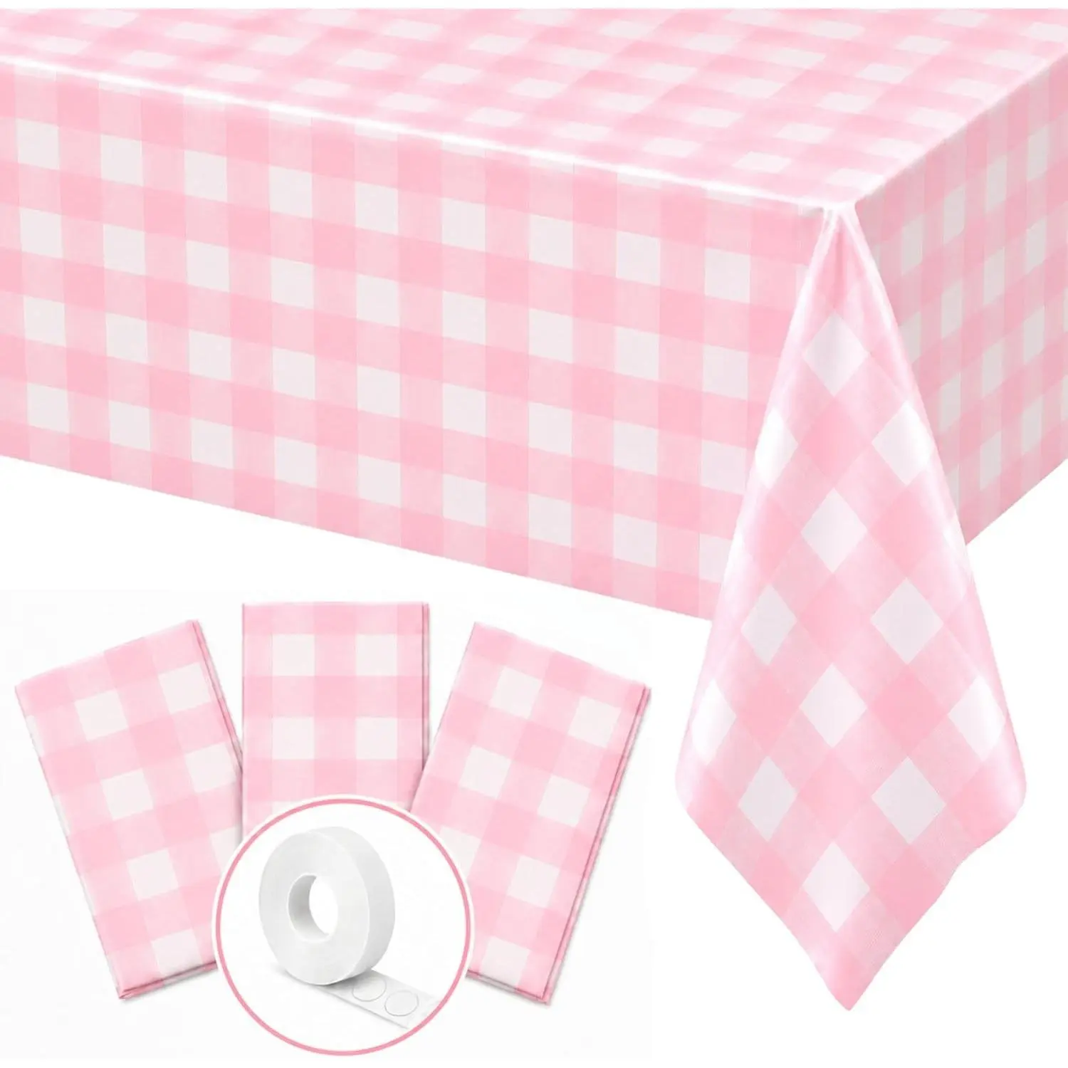 Pink Gingham (Pack of 3)