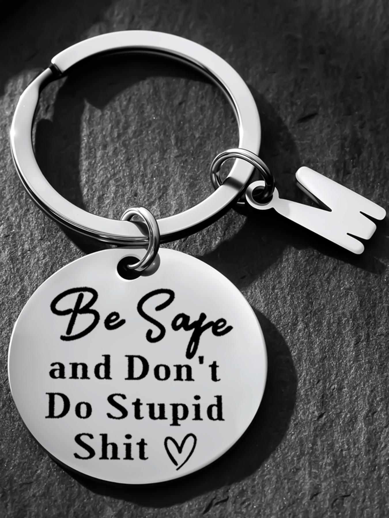 Funny Safety Keychain, Personalized Initial a Keyring, Humorous Gift for Men Women, Perfect for Birthdays, Christmas, Graduations