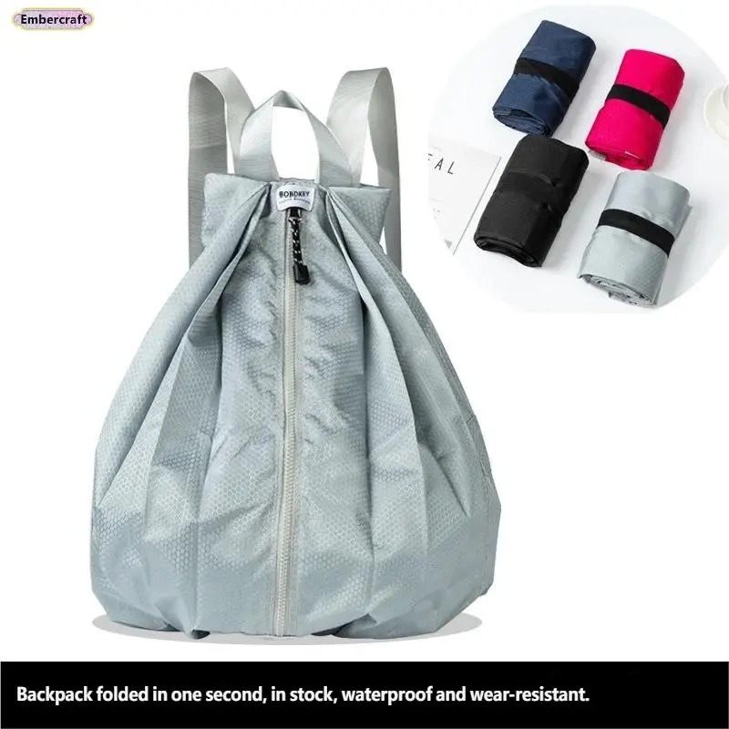 Folding Waterproof Backpack for School, Large-Capacity Portable Daypack with Zip Closure for Students and Travel, Backpacks For School, Folded, Folding Backpack
