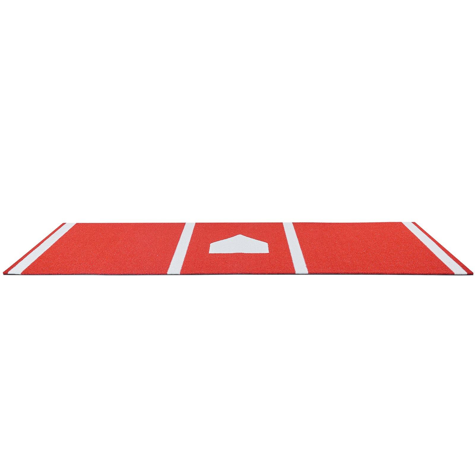 fathersdaygift VEVOR Baseball Hitting Mat, 10x3.8 ft Batting Cage Mat, Batters Box Turf Mats, Softball Batting Practice Equipment with Home Plate and Anti Fade Turf, Portable Training Aid for Indoor Outdoor, Red