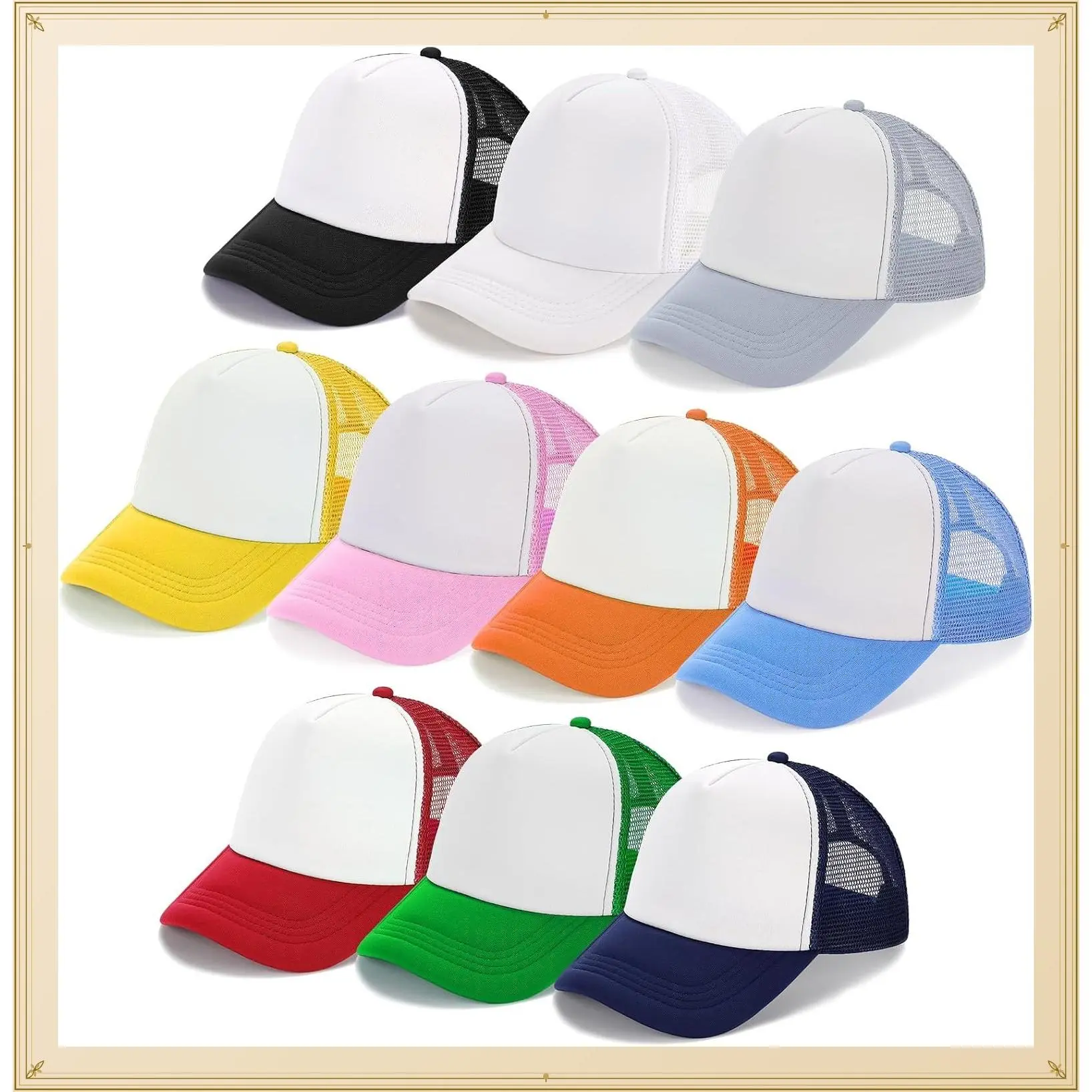 10 Pack Trucker Hat Mesh Sublimation Blank Hats Adjustable Baseball Caps Hats for Men WomenGift