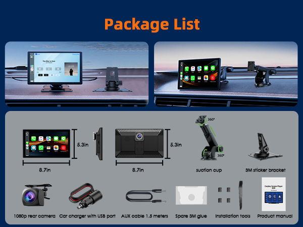 【Valentines】LAMTTO Portable 9-Inch Wireless CarPlay Screen with Dashcam — 2.5K Front Camera and 1080p Rear Camera. Supports Apple CarPlay and GPS Navigation, Suitable for Monitoring Infants in the Car and Reversing Assistance 【Valentines】LAMTTO Portable 9-Inch Wireless CarPlay Screen with Dashcam — 2.5K Front Camera and 1080p Rear Camera. Supports Apple CarPlay and GPS Navigation, Suitable for Monitoring Infants in the Car and Reversing Assistance