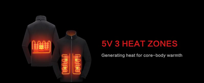 [Power Bank or Battery Pack Not included] Unisex 3-in-1 Puffer Coat Waterproof Heated Jacket with Massage Removable Warm Iiner Fleece Jackets