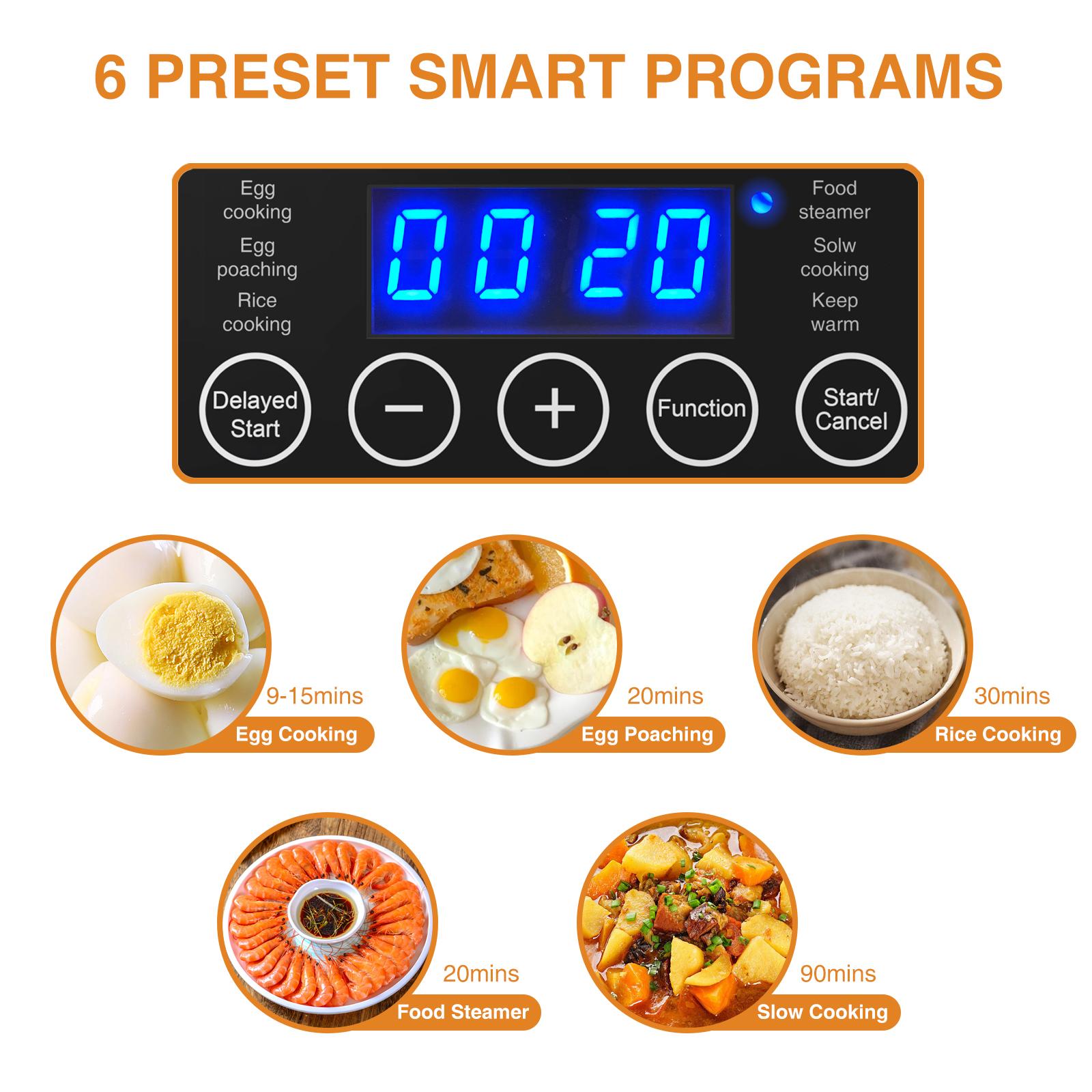 【Deals For You Days】EVOLOOP 2 Tiers Electric Food Steamer for Cooking, 4 QT Digital Multi Vegetable Steamer with BPA-Free Stackable Baskets, Rapid Egg Cooker with Auto Shut-Off, Ideal for Veggies, Rice