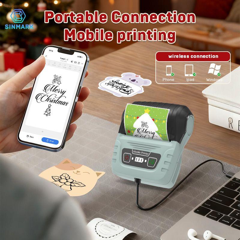 Portable Wireless Label Printer Label Maker Machine + 3 Rolls Color Labels, USB Rechargeable, Compatible with iOS Android Windows, Barcode Clothing Jewelry Retail Mail Portable Wireless Label Printer Label Maker Machine + 3 Rolls Color Labels, USB Rechargeable, Compatible with iOS Android Windows, Barcode Clothing Jewelry Retail Mail