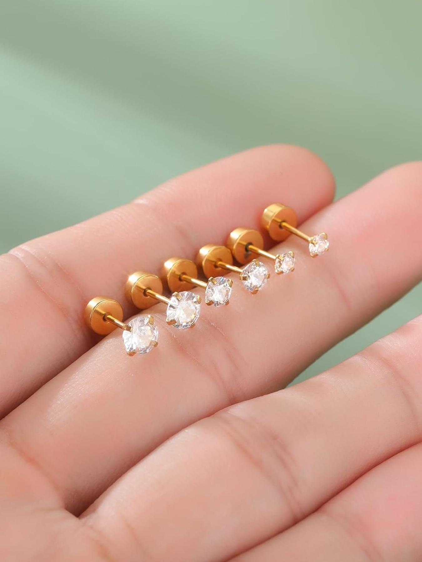 Stainless Steel Helix & Tragus Earrings, 20g Opal & Cz Accents, Chain Design, 3mm-5mm, Unisex Cartilage Piercing Jewelry, Bling Chain