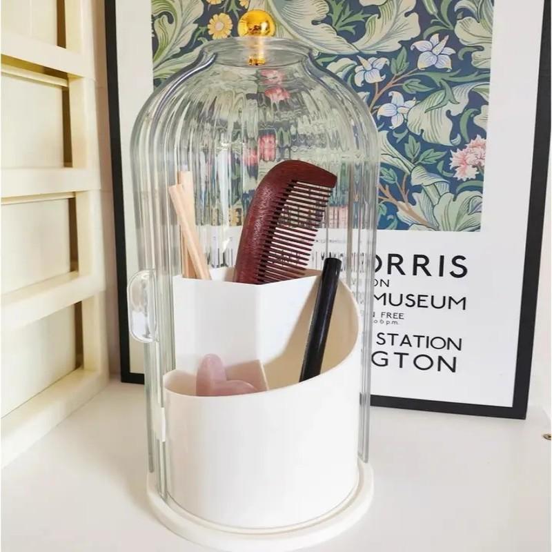 Rotating Electric Toothbrush Holder with Lid, Dustproof Toothpaste Rack, Bathroom Vanity Storage Box, Organizer, Creative Gift for Father's Day