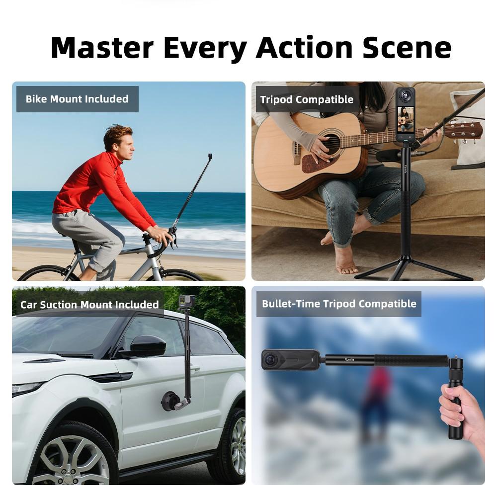 Pocket 4/3 Extended Selfie Stick, Action4 Extension Pole, Insta360 X5 Tripod Stand Accessory, Perfect for Photography Lovers