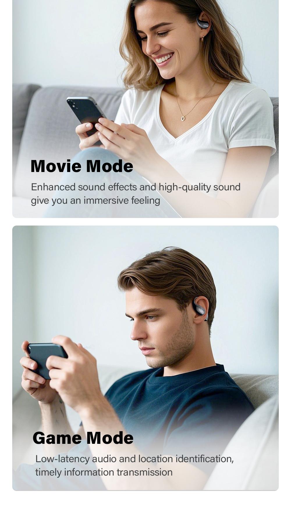 MINISO MS189 Wireless Earbuds Full Color Display Touch Earbuds Open Ear Wireless Headphones for iPhone and Android Headphones LED Touchscreen Earbuds Ear Hooks Design ,With HD Mic, Waterproof,24H Playtime, Bluetooth 5.4 Earbuds, Gaming with Low Latency