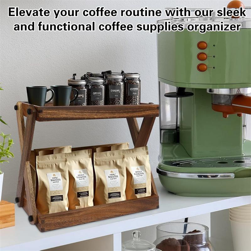 Double Layer Solid Wood Bathroom Organizer Rack with Mirror, Bathroom Organization, Space Saving Design, Suitable for Toiletries/cosmetics/decor Storage