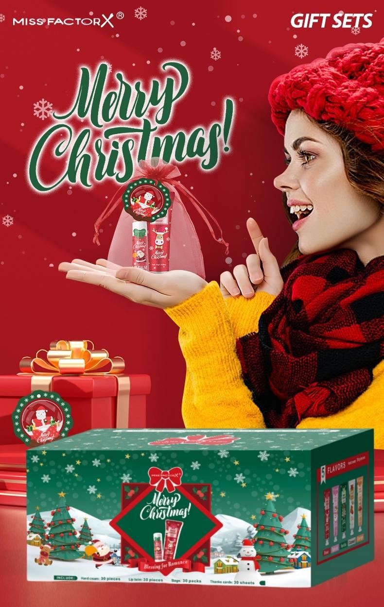 Christmas Gift Set Including Lip Balm, Hand Cream, Christmas Cards, Bags, Perfect for Holiday Gifts, New Year Parties, Decorations