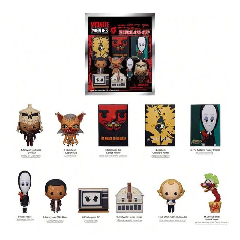 WB Officially Licensed MGM Midnite Movies Peripheral Keychain Horror 3D Anime Characters Series Mystery Blind Bags Key Ring Backpack Car Keys Pendant Random One Wednesday Candyman Blind Bags Creative Costume Decorations MN-33060