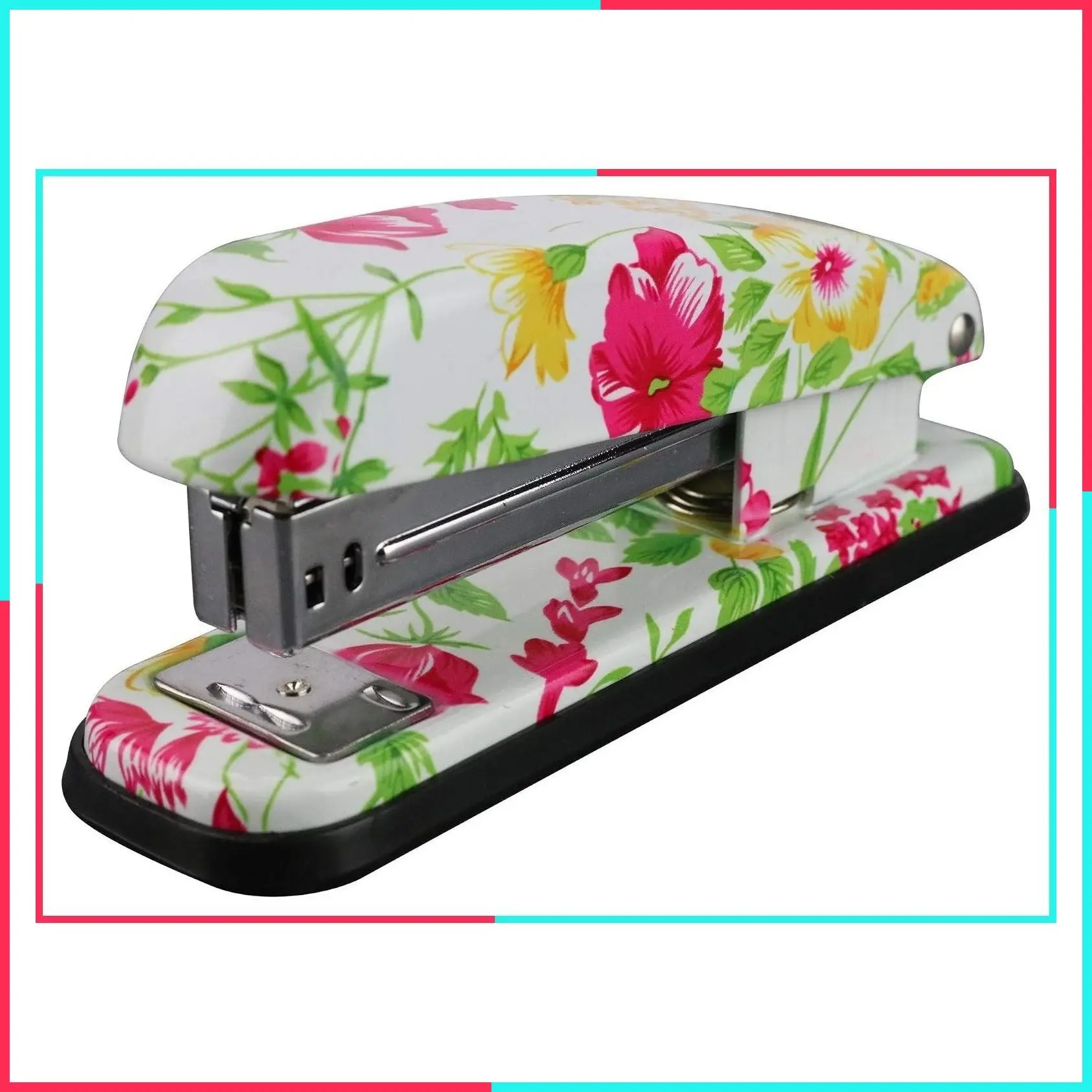 Cute Heavy Duty Stapler for Home Office Supplies Standard Pretty Floral Staplers for Desk Cute Office Products Small Hand Stapler Desktop Stapler School Crafting Supplies Mini Stapler