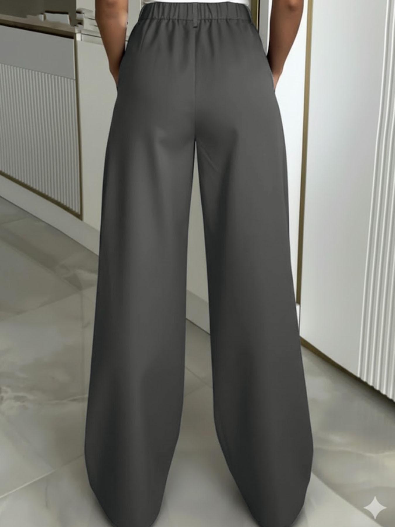 Elegant Wide Leg Straight Pants for Women, High Waist Casual Trousers, Summer Loose Fit, Spring Fall Fashion