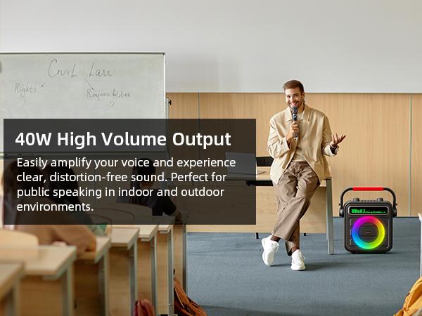 Karaoke Machine 2 Wireless Microphones, Portable Bluetooth Speaker w/PA System for Adults & Kids with LED Lights, Bass/Treble Adjustment, Supports REC/TWS/FM/AUX/USB/IF Card for Party Karaoke Machine 2 Wireless Microphones, Portable Bluetooth Speaker w/PA System for Adults & Kids with LED Lights, Bass/Treble Adjustment, Supports REC/TWS/FM/AUX/USB/IF Card for Party