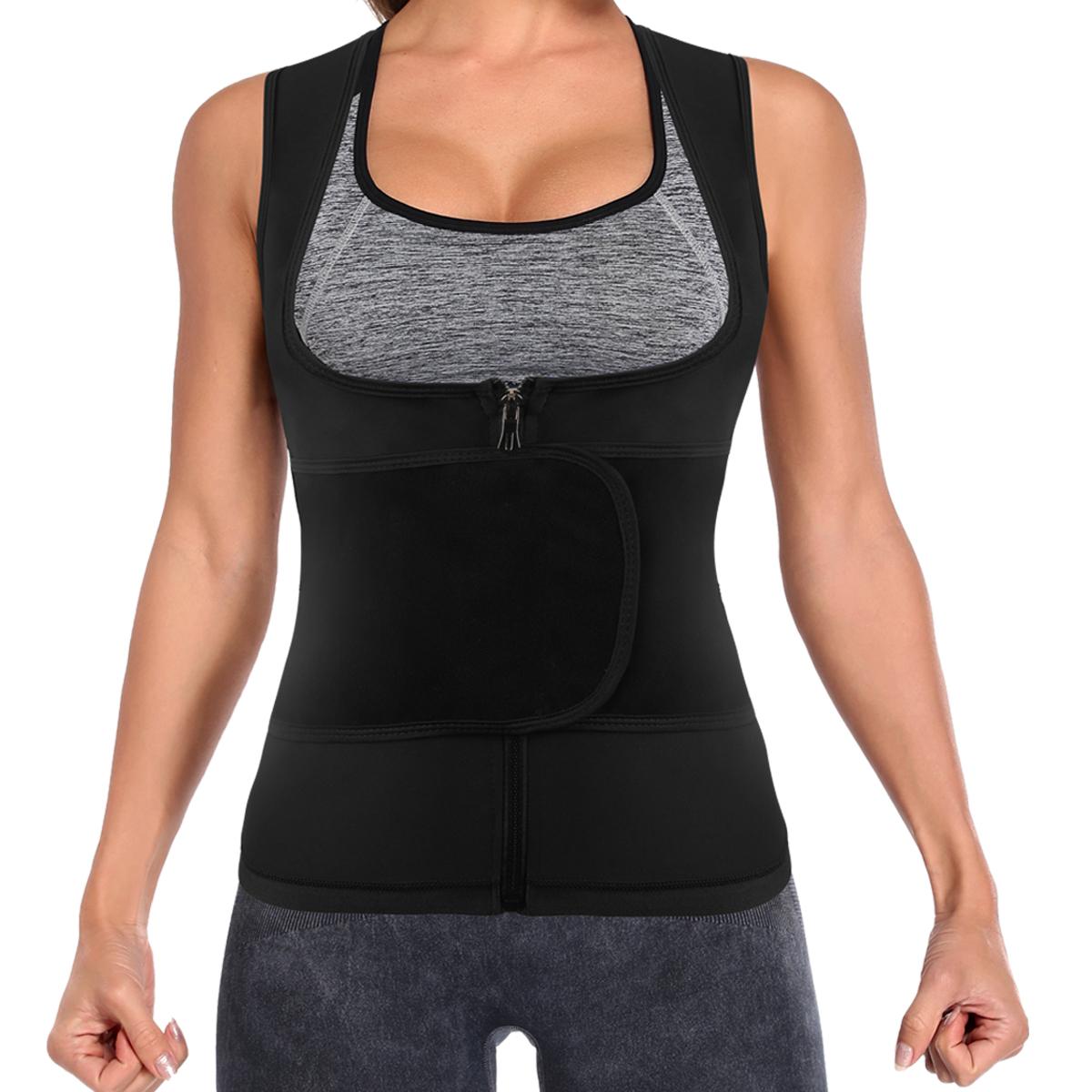 Women's Adjustable Sauna Tank Top, Tummy Control Shapewear Sleeveless Zipper Sauna Suit Waist Trainer Vest Shirt for Women, Workout Gym Exercise Activewear, Gym Clothes, Gym Wear, Fajas Para Mujer, Women Sportswear