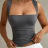 Women's Fashion Casual Chic Sleeveless Vacation Slim Fit Vest, Casual Beach Tank, Perfect for All Seasons Summer Wear, One-Shoulder Neckline, Sleeveless Design, Casual Sleeveless Top