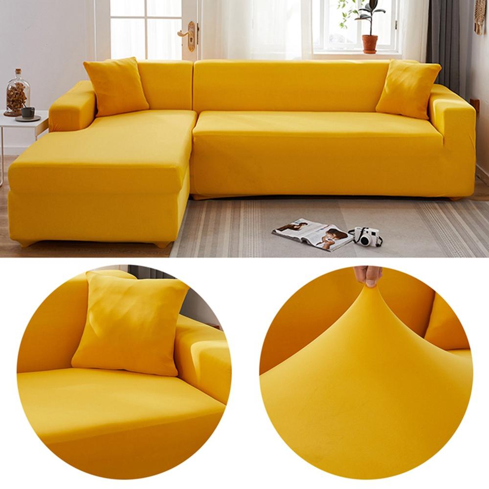 Stretch Sofa Slipcover - Solid L Shaped Couch Cover, Elastic Furniture Protection Covers for 1/2/3 Seater Living Room Couch & Relax Chair, Furniture Slipcovers