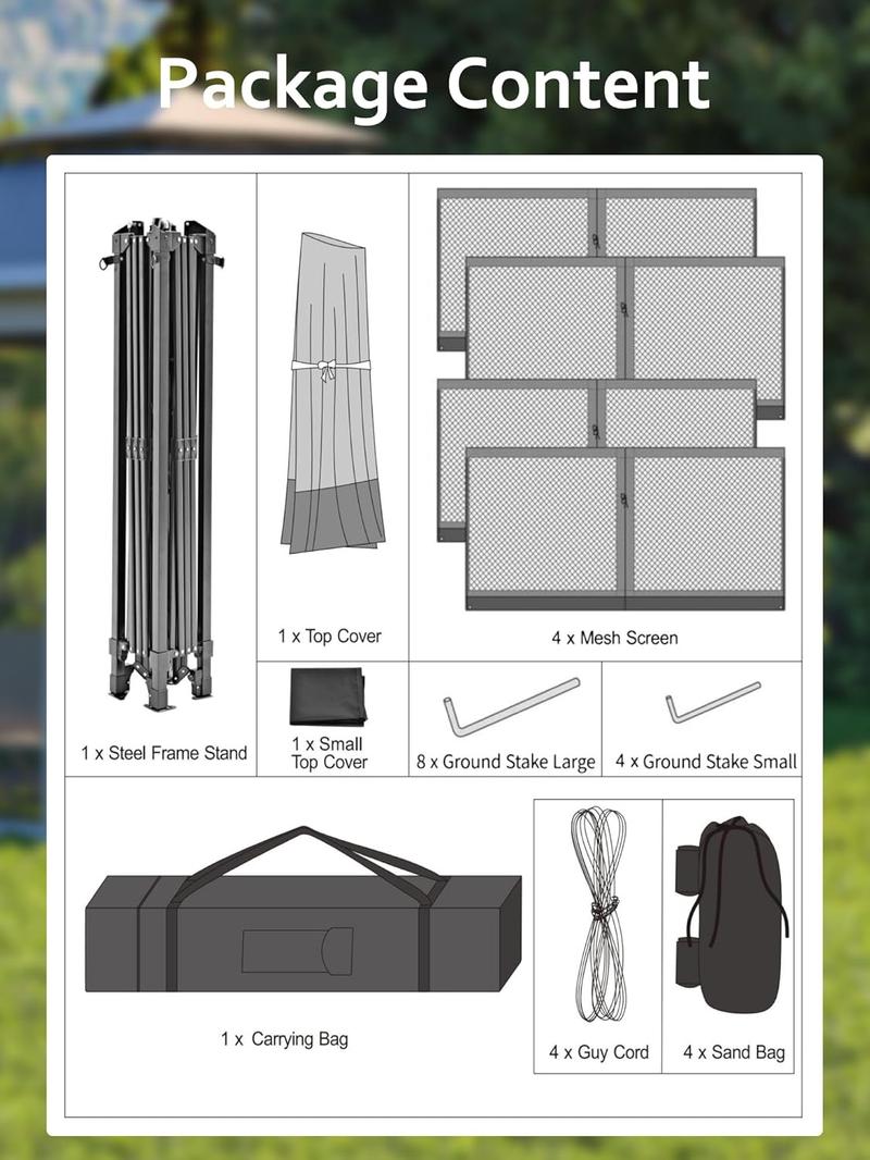 TWISTER.CK 13x13FT Outdoor Patio Gazebo,Outdoor Canopy Tent with Mosquito Netting,Backyard Tent for Party, Wedding, Outdoor Dining, Patio, Backyard(Dark Army Green+Hemp Grey)